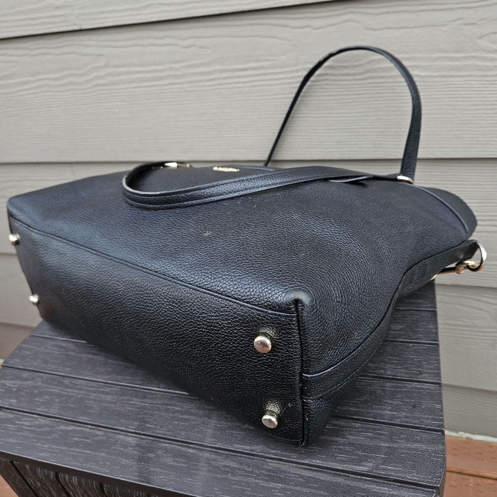 Coach Black Leather Tote with Gold Hardware - Picture 8 of 16